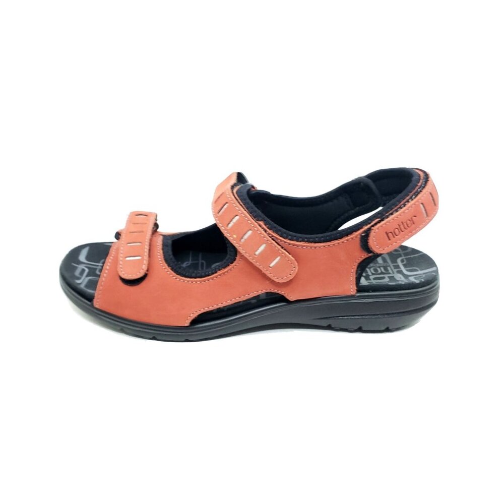 Hotter Scarlett Womens Leather Sandals Orange Touch Strap Size 11